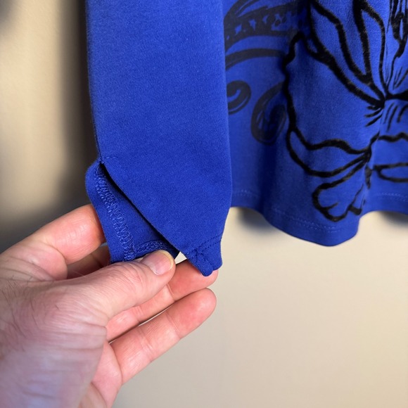 ALIA Women 3/4 Sleeve Dark Floral Rhinestone Top Shirt 2X Velvet Accent Chic - Picture 2 of 13